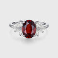 1.5Carat Oval cut garnet Cluster Engagement ring