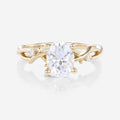 Nature Inspired Oval cut Moissanite Leaf Gold Engagement Ring