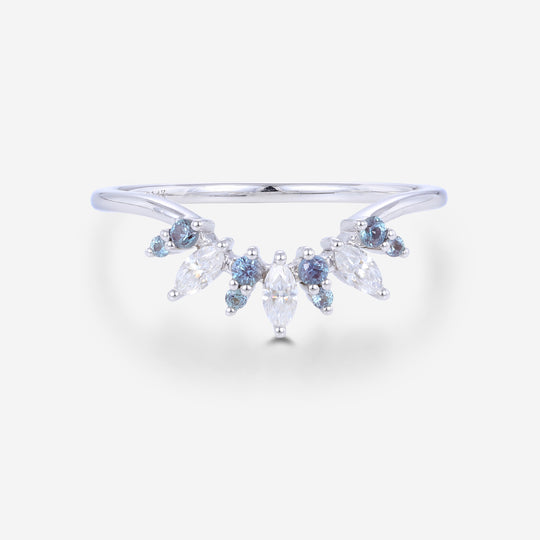 Moissanite | Alexandrite Curved Wedding Band Ring