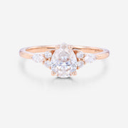 1.25 Carat Pear cut Moissanite Cluster Engagement ring