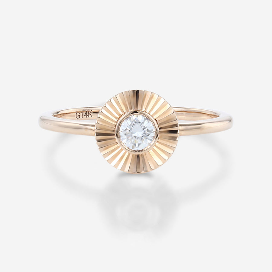 Solitaire Bezel Set Moissanite | Diamond Gold Engagement Ring