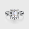 Emerald cut Moissanite Engagement ring Bridal Set