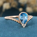Bezel setting Marquise cut London Blue Topaz Gold Engagement Ring