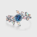 Round cut Lab Alexandrite match Opal | Moonstone Engagement Ring