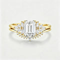 1.0CT~5.0CT Emerald cut Lab grown Diamond Cluster Engagement Ring Set