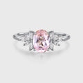 Oval Shaped Lab Grown Pink Sapphire Moissanite Cluster Engagement ring
