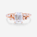 1.7Carat Emerald cut Moissanite Engagement ring Bridal Set