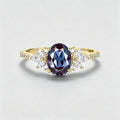 1.5Carat Oval cut Lab Alexandrite | Diamond Engagement ring