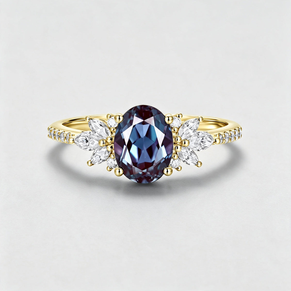 1.5Carat Oval cut Lab Alexandrite | Diamond Engagement ring