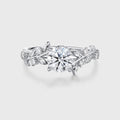 1.0CT~5.0CT Round cut Lab Grown Diamond Cluster Leaf Gold Engagement Ring