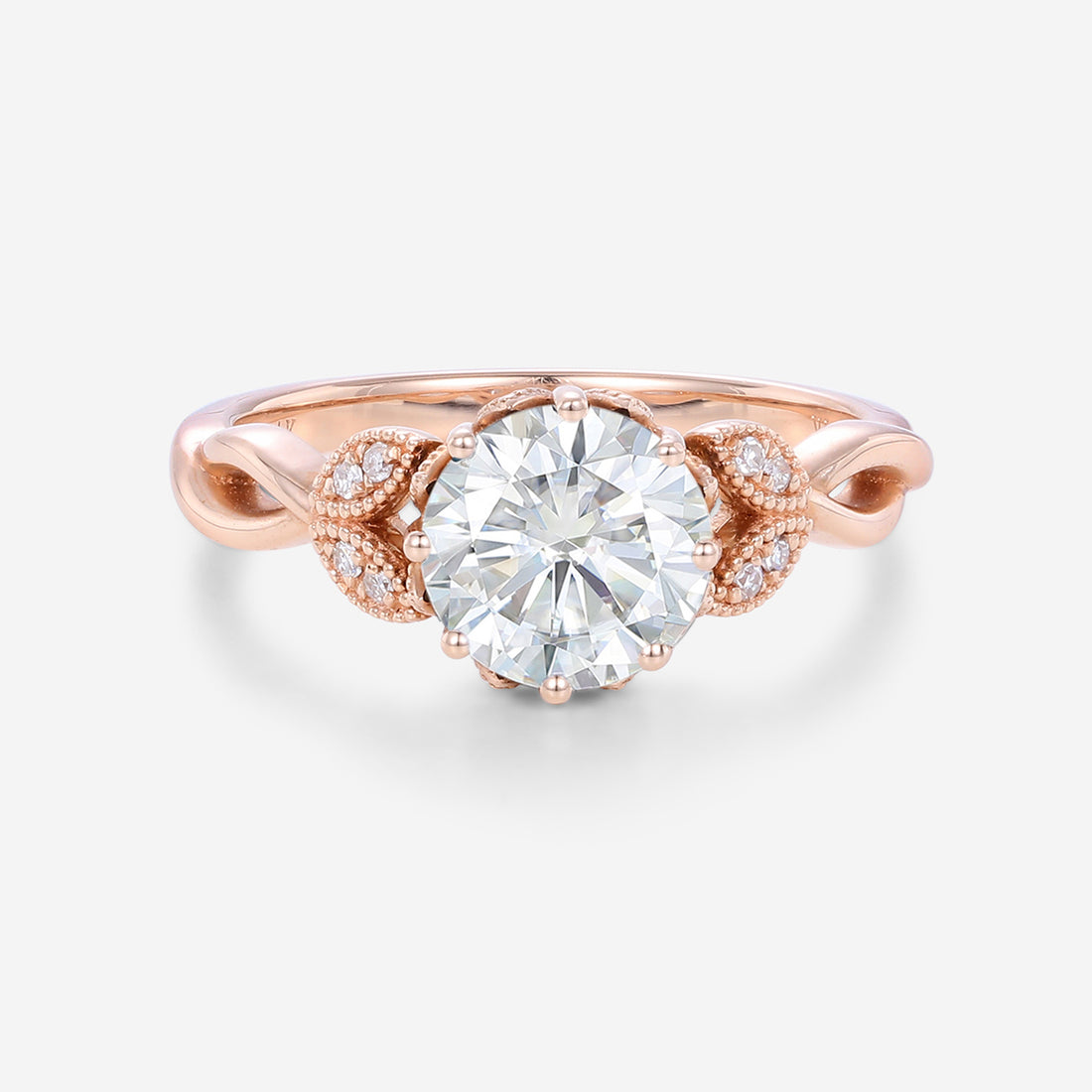 1.2Carat Round cut Moissanite Flower Engagement Ring