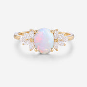 1.0Carat Oval Opal Cluster Engagement ring