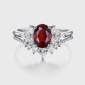 Vintage Oval cut Garnet Cluster Engagement ring Bridal Set