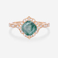 Round cut Moss Agate Matching Mossanite | Diamonds Gold Engagement Ring (Copy)