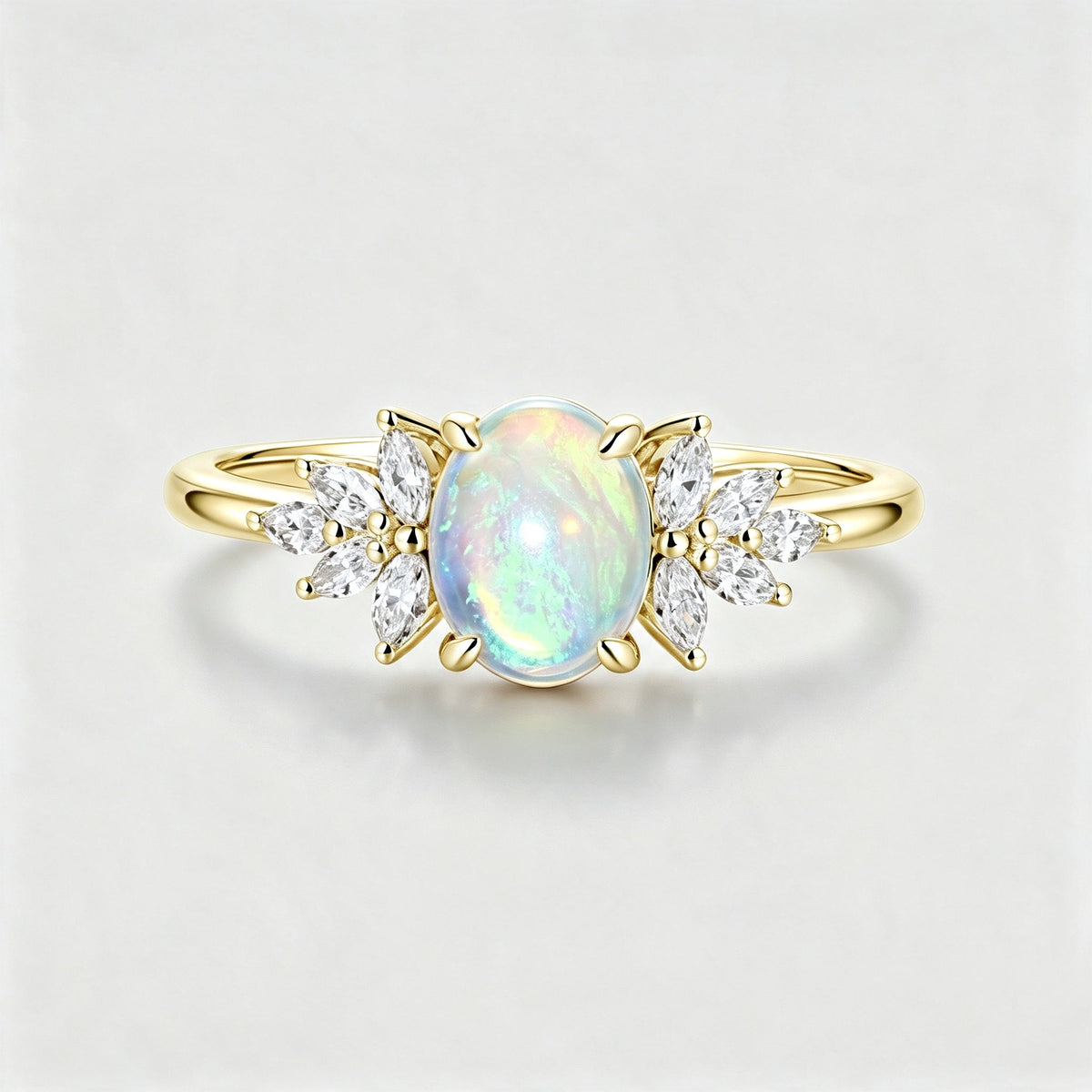 Oval Opal Cluster Engagement ring
