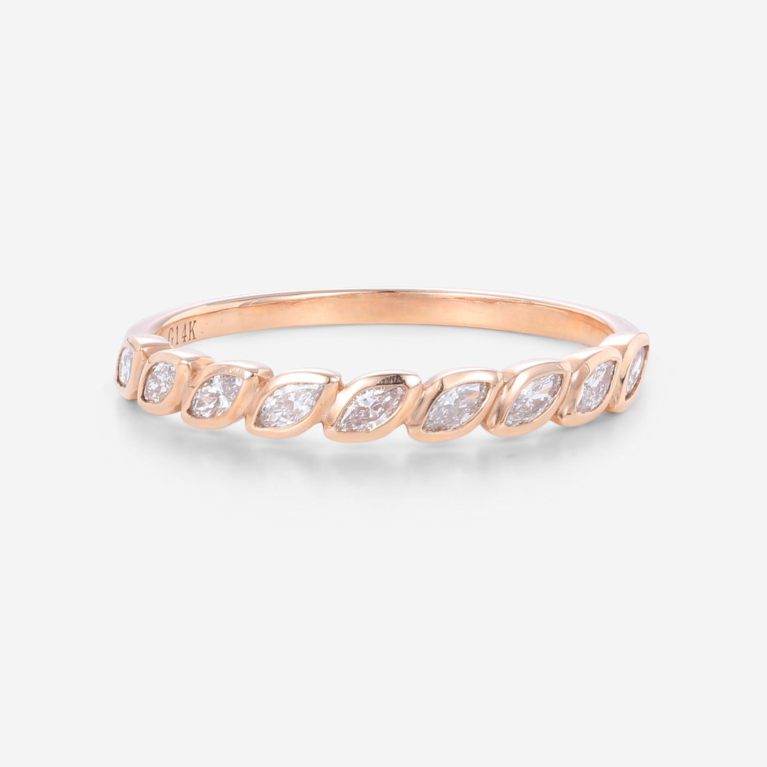 Marquise cut Moissanite | Diamond Haft Eternity Wedding Band