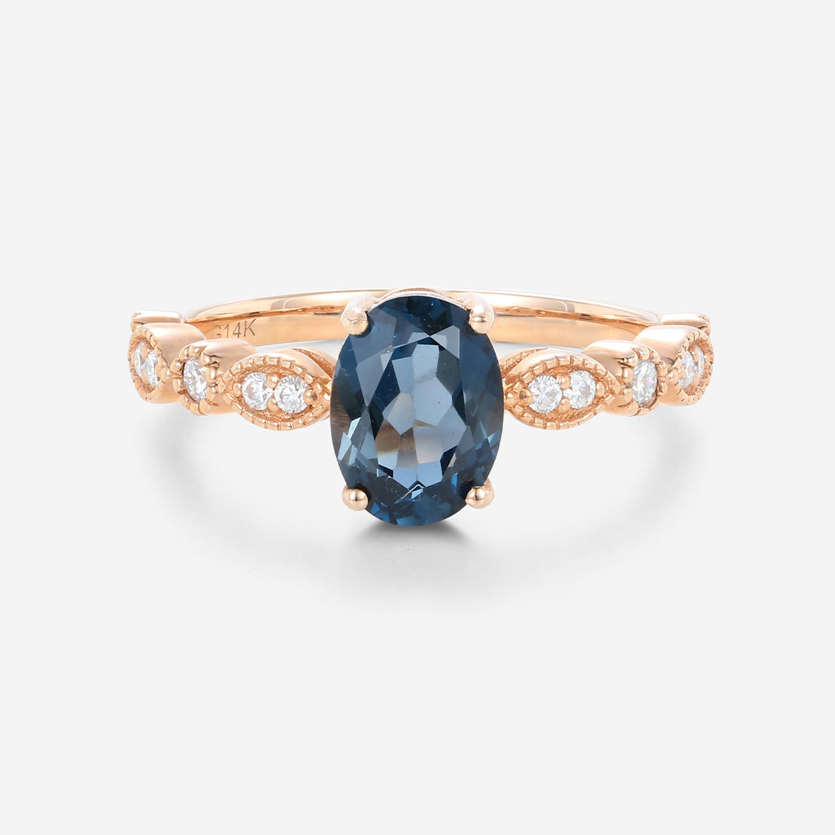 Oval cut London Blue Topaz Engagement ring