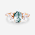 1.5ct Oval cut Moss Agate Engagement Ring