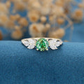 6mm Round Green Moissanite Cluster Engagement ring