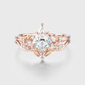 Kite cut Moissanite Leaf Vine Split Shank Bridal Set