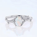 Nature Inspired Oval cut Opal Leaf Engagement Ring