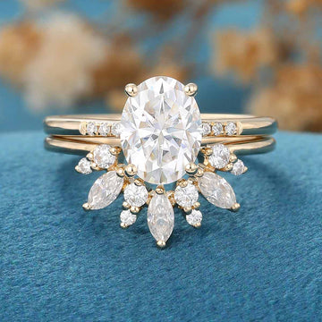 Oval Cut Moissanite Engagement ring Bridal Set