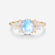 Oval cut Moonstone Cluster Engagement ring