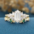 1.0Carat Hexagon Moissanite Matching Diamonds | Lab Grown Emerald Rose Gold Wedding Bridal Set