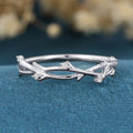 Nature Inspired moissanite | Diamonds Leaf branch stacking Gold wedding ring