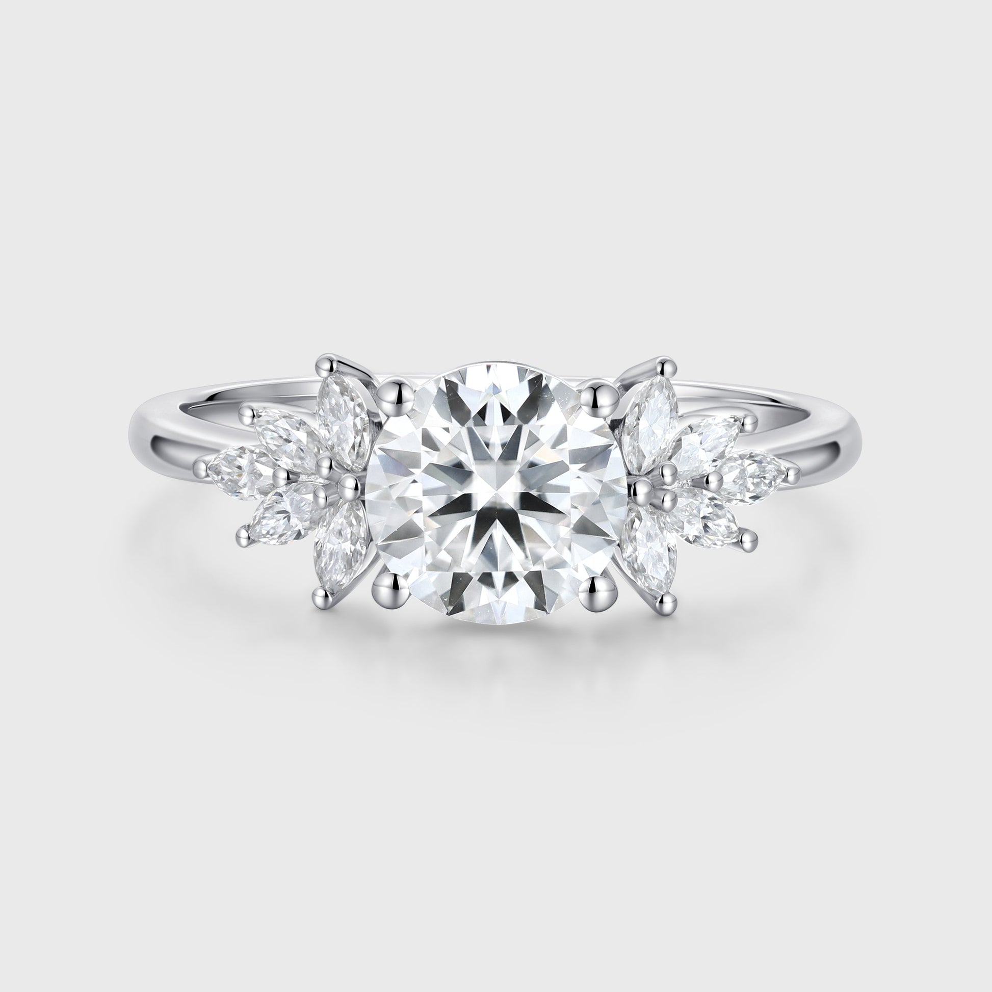 1.0CT Round cut Lab Grown Diamond Cluster Engagement Ring
