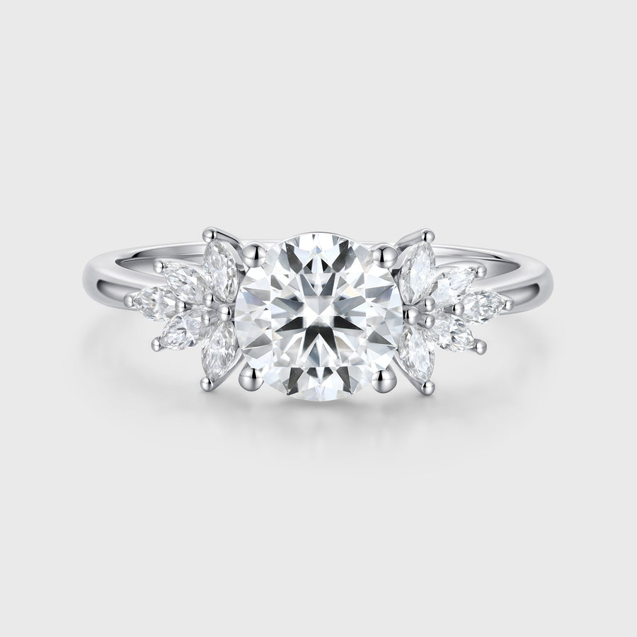 1.0CT Round cut Lab Grown Diamond Cluster Engagement Ring