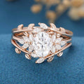 1.5Carat Oval Moissanite Cluster Engagement Bridal Set