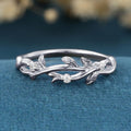 Nature Inspired moissanite | Diamonds Leaf branch stacking Gold wedding ring