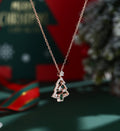 Christmas Tree Lab Emerald Pendant Necklace with Moissanite Halo Accents