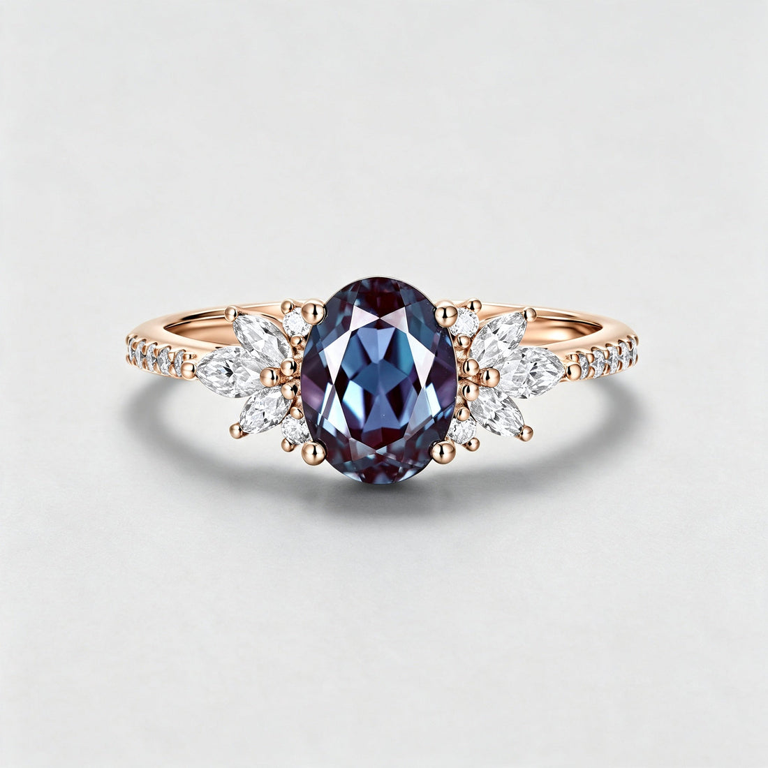 1.5Carat Oval cut Lab Alexandrite | Diamond Engagement ring