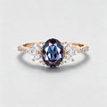 1.5Carat Oval cut Lab Alexandrite | Diamond Engagement ring