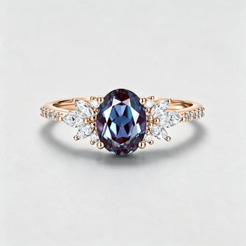1.5Carat Oval cut Lab Alexandrite | Diamond Engagement ring