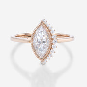 Bezel setting Marquise cut Moissanite Gold Engagement Ring