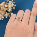 Long Hexagon cut Moss Agate Matching Mossanite | Diamonds Gold Engagement Ring (Copy)