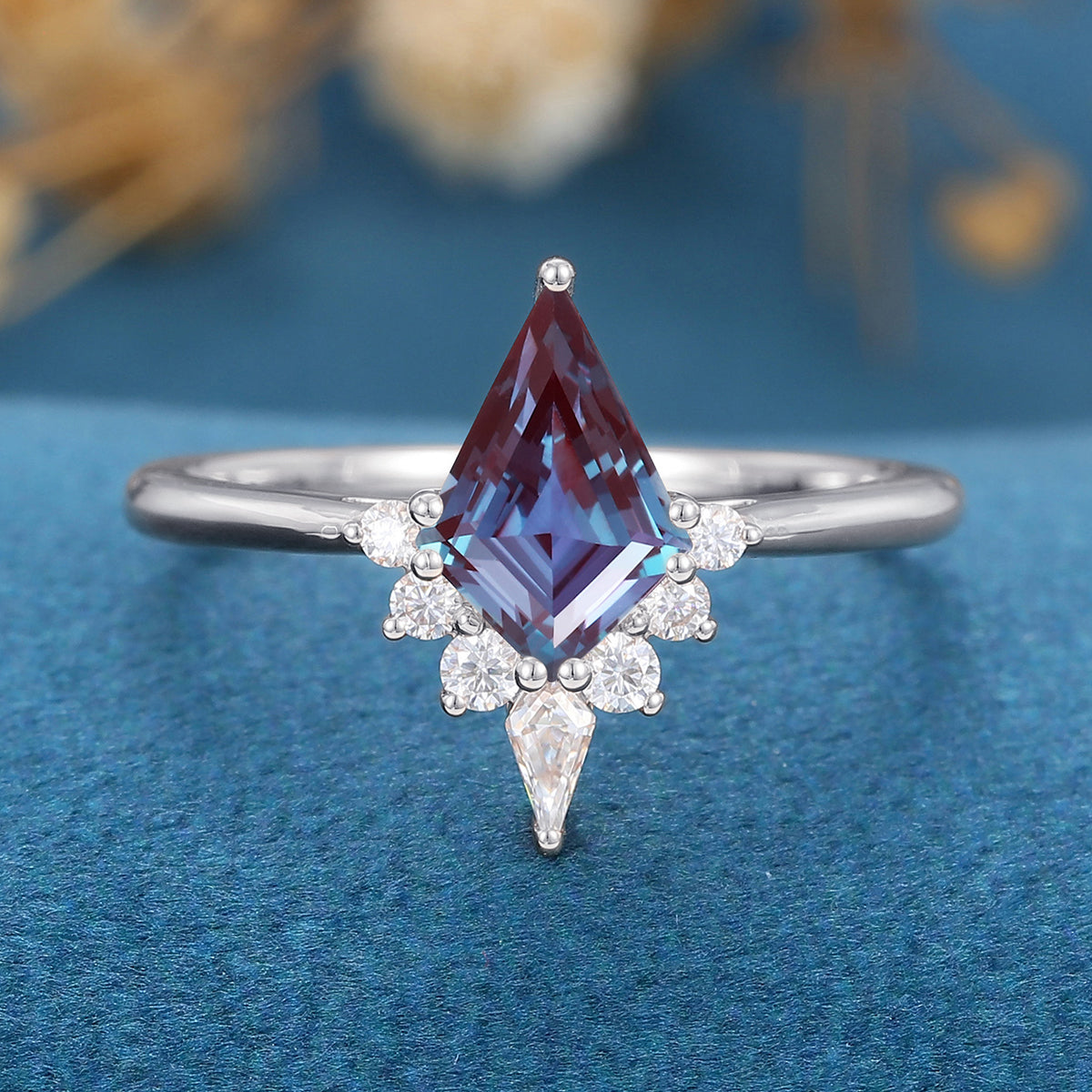 Kite Cut Alexandrite Engagement Ring