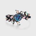 Round cut Lab Alexandrite match Opal | Moonstone Engagement Ring