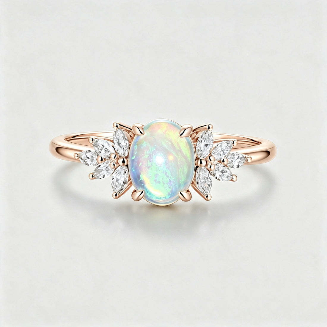 Oval Opal Cluster Engagement ring