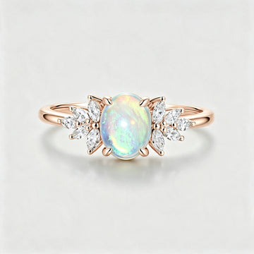 Oval Opal Cluster Engagement ring