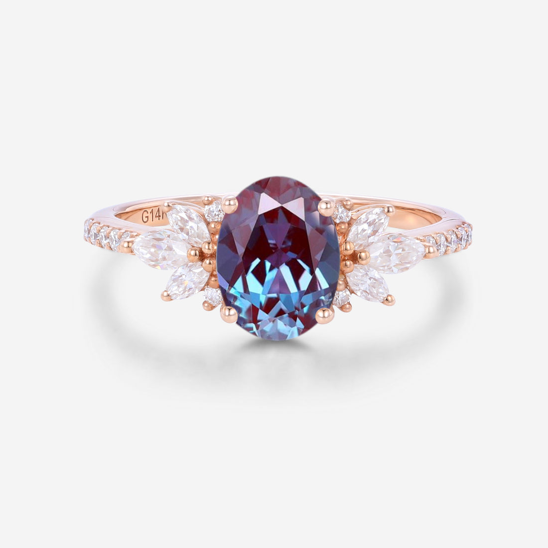 1.5Carat Oval cut Alexandrite | Diamond Engagement ring