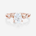 Nature Inspired Oval cut Moissanite Leaf Gold Engagement Ring