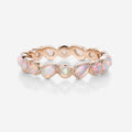 Bezel setting Pear cut Lab Opal Full Eternity Gold Wedding Band