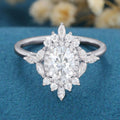 1.0Carat Oval cut Moissanite Halo Engagement Ring