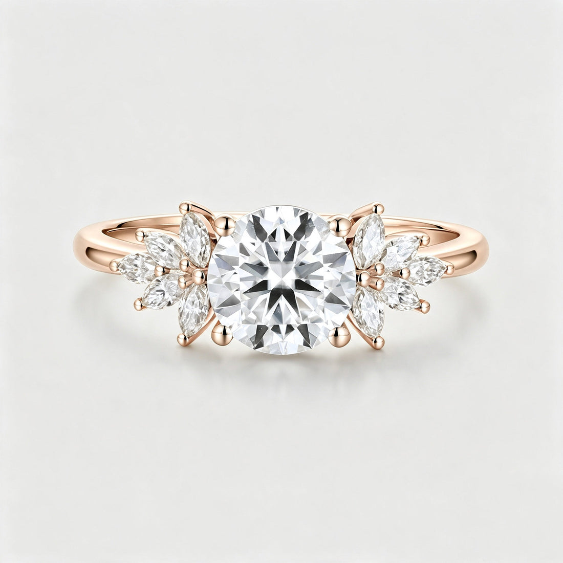 1.2Carat Round Moissanite Cluster Engagement Ring