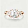 1.0CT~5.0CT Emerald cut Lab grown Diamond Cluster Engagement Ring Set