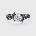 1.0CT~5.0CT Round cut Lab Grown Diamond Cluster Leaf Gold Engagement Ring